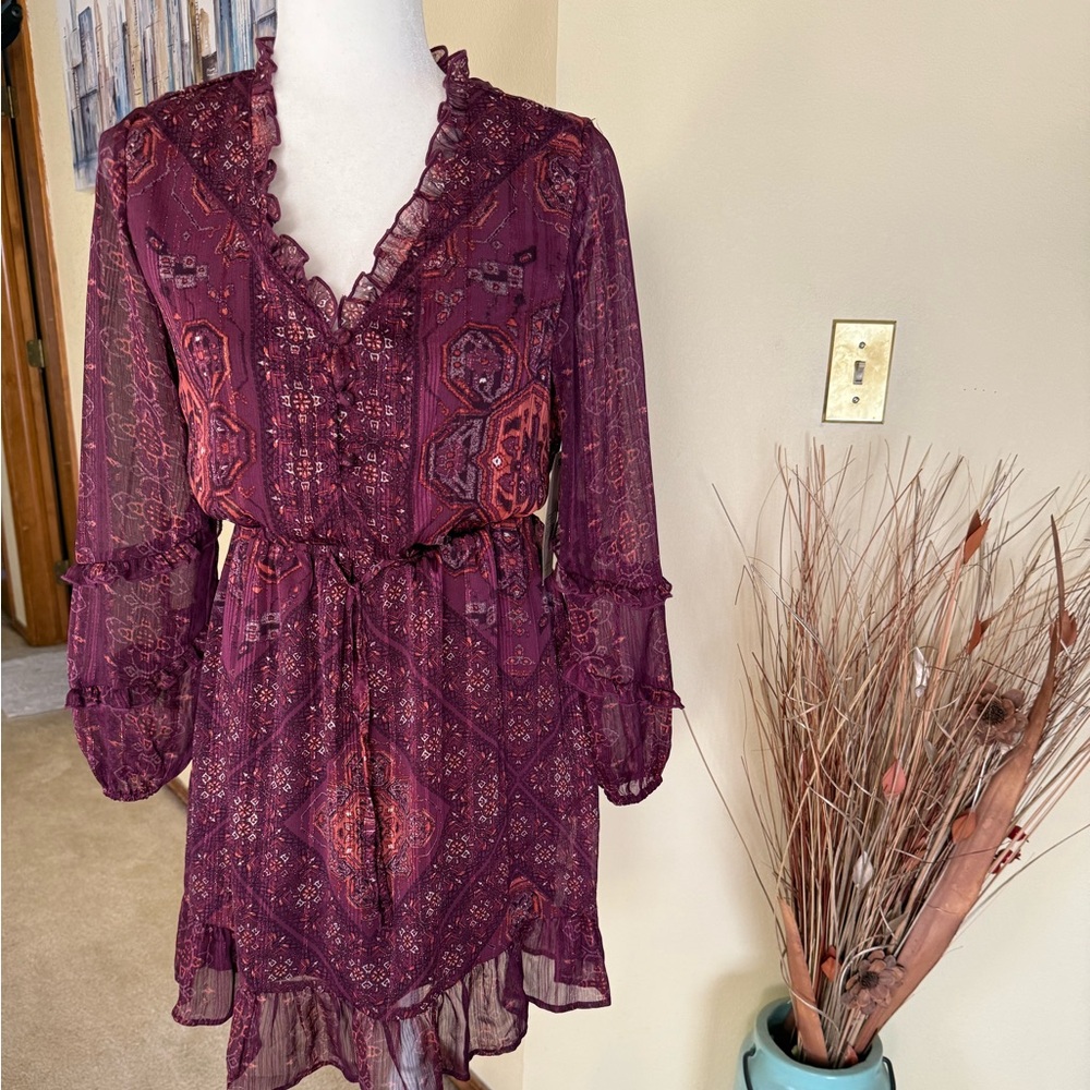 FRYE AND CO Plum Long Sleeve Boho dress